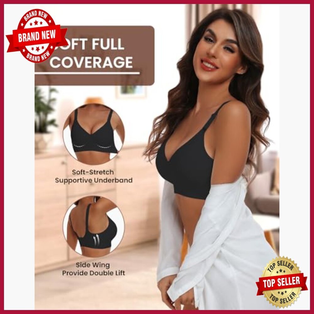Seamless Wireless Full Coverage Bra Soft Support Regular Plus Size - Picture 4 of 7